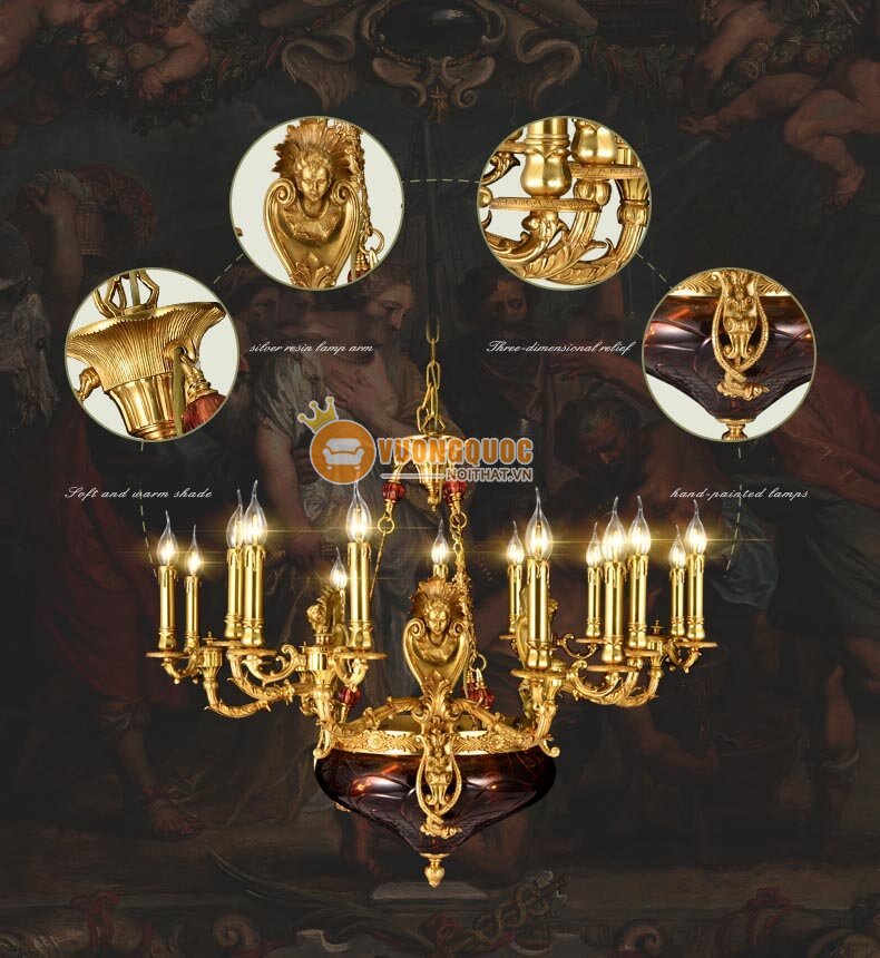 Đèn chùm đồng nhập khẩu nghệ thuật abr184-15